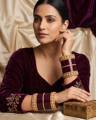 Maroon Bridal Choora / Bangles Set (2.4-2.6)