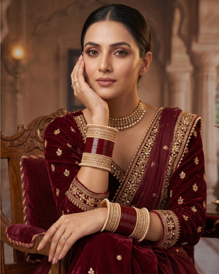 Deep Red/Maroon Toned Bridal Choora / Bangles Set (2.6-2.8)