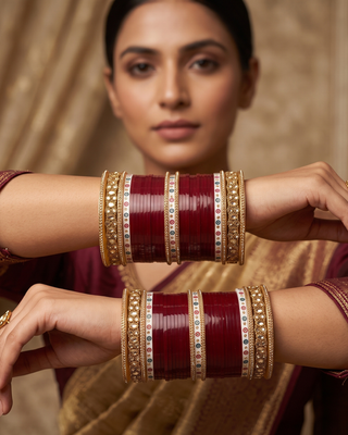 Maroon Bridal Choora / Bangles Set (2.6-2.8)