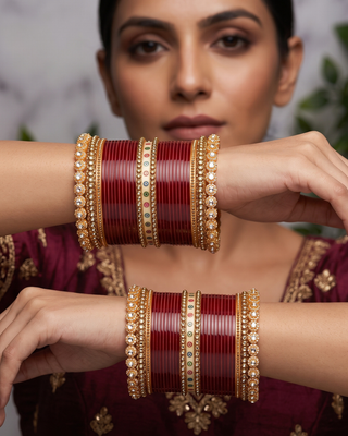 Maroon Bridal Choora / Bangles Set (2.6-2.8)