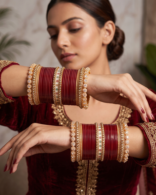 Maroon Bridal Choora / Bangles Set (2.6-2.8)