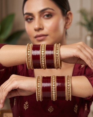 Maroon Bridal Choora / Bangles Set (2.6-2.8)