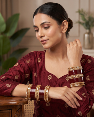 Maroon Bridal Choora / Bangles Set (2.6-2.8)