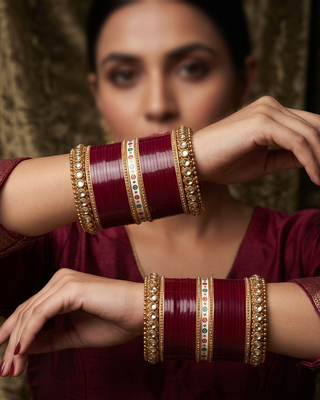 Maroon Bridal Choora / Bangles Set (2.6-2.8)