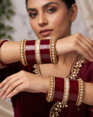 Maroon Bridal Choora / Bangles Set (2.6-2.8)