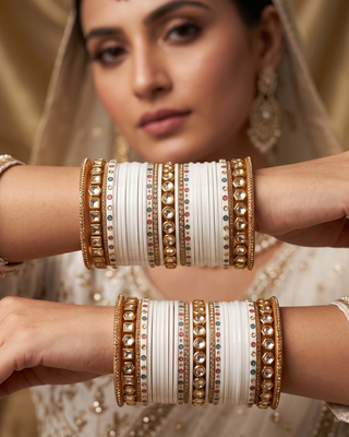 White Kundan Bridal Choora / Bangles Set (2.6-2.8)