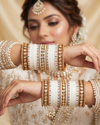 White Kundan Bridal Choora / Bangles Set (2.6-2.8)