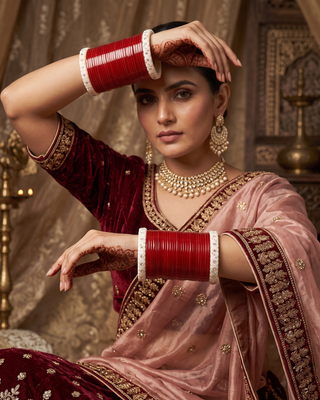 KATRINA KAIF Red Bridal Choora / Bangles Set - Design 2 (2.6-2.8)