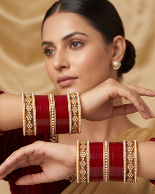 Red Bridal Choora / Bangles Set (2.4-2.6)