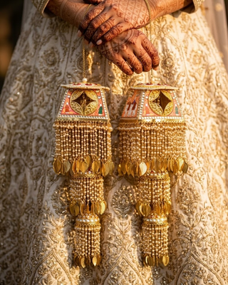 Novelty Heritage Meenakari Doli & Hathi Motif Pearl Kalire | Tanniskka Bridal