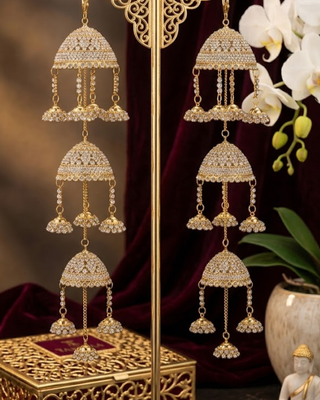 3-Tier AD Waterfall Jhumka Kalire for Brides | Tanniskka Bridal