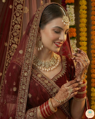 Luxury golden glass work Kundan bridal necklace set with matching earrings and headpiece, exquisite statement jewelry for South Asian weddings and nikah ceremonies.
