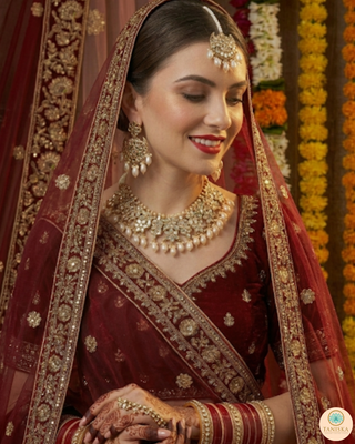 Luxury golden glass work Kundan bridal necklace set with matching earrings and headpiece, exquisite statement jewelry for South Asian weddings and nikah ceremonies.