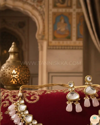 MEEREN Kundan Choker Necklace Set (Baby Pink) - Necklace Set