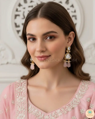 MEEREN Kundan Choker Necklace Set (Baby Pink) - Necklace Set