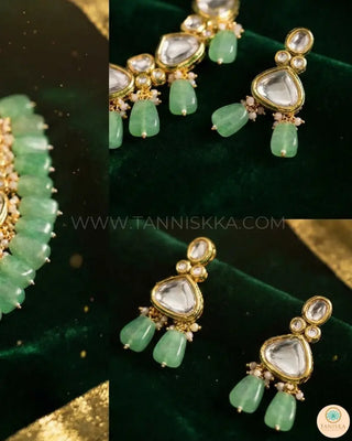 MEEREN Kundan Choker Necklace Set (Mint) - Necklace Set