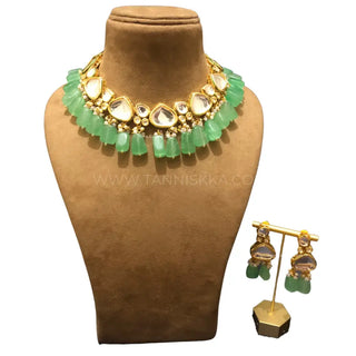 MEEREN Kundan Choker Necklace Set (Mint) - Necklace Set
