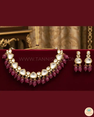 MEEREN Kundan Choker Necklace Set (Ruby) - Necklace Set