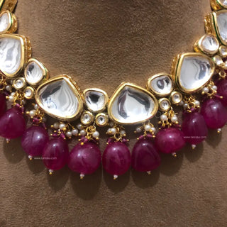 MEEREN Kundan Choker Necklace Set (Ruby) - Necklace Set