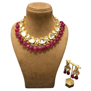 MEEREN Kundan Choker Necklace Set (Ruby) - Necklace Set