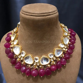 MEEREN Kundan Choker Necklace Set (Ruby) - Necklace Set