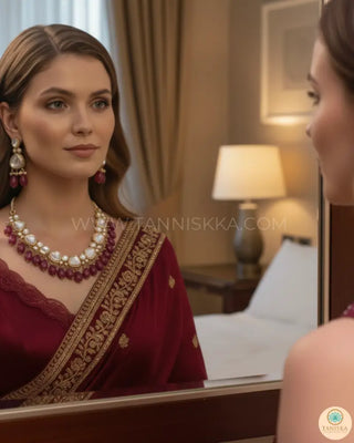 MEEREN Kundan Choker Necklace Set (Ruby) - Necklace Set