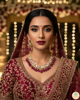 MEEREN Kundan Choker Necklace Set (Ruby) - Necklace Set