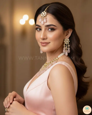 MISHA Kundan Necklace Set (Baby Pink) - Necklace Set