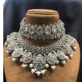 MISHKA Double Choker Necklace Set - Silver - Necklace Set