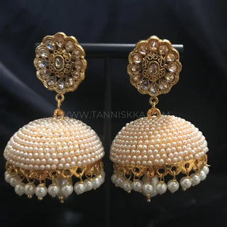Pearly Gold Earrings (Jhumkis)