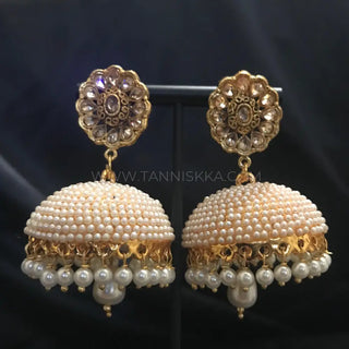 Pearly Gold Earrings (Jhumkis)