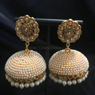 Pearly Gold Earrings (Jhumkis)
