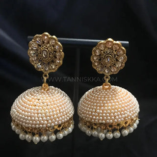 Pearly Gold Earrings (Jhumkis)