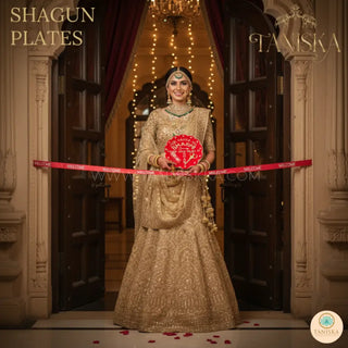 Small ’Jee Aayea Nu Bhabhi Saade Veer De Dil Di Chaabi’ Plate (Groom Welcoming with Scissors & Ribbon) - Decorative