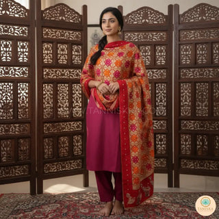 The Bridal Shagun Phulkari Dupatta - Punjabi Phulkari Dupatta