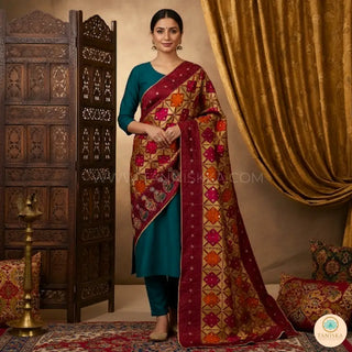 The Bridal Shagun Phulkari Dupatta - Punjabi Phulkari Dupatta