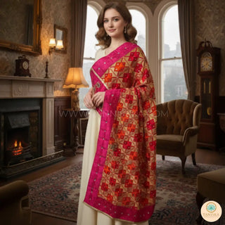 The Bridal Shagun Phulkari Dupatta - Punjabi Phulkari Dupatta