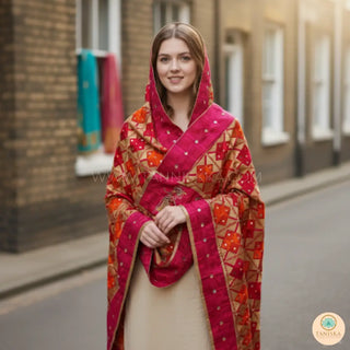 The Bridal Shagun Phulkari Dupatta - Punjabi Phulkari Dupatta