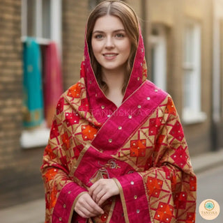 The Bridal Shagun Phulkari Dupatta - Punjabi Phulkari Dupatta