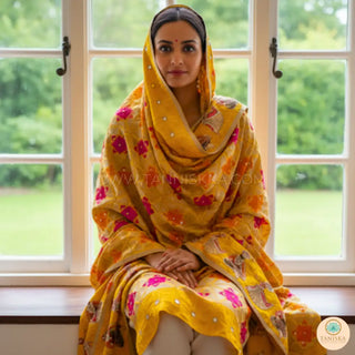 The Bridal Shagun Phulkari Dupatta - Punjabi Phulkari Dupatta