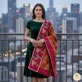 The Bridal Shagun Phulkari Dupatta - Punjabi Phulkari Dupatta