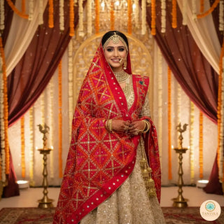 The Bridal Shagun Phulkari Dupatta - Punjabi Phulkari Dupatta