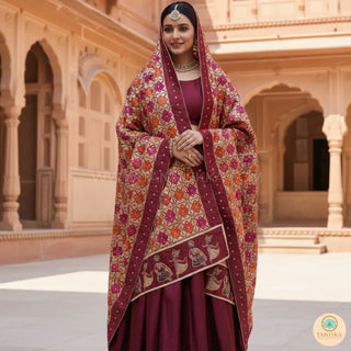 The Bridal Shagun Phulkari Dupatta - Punjabi Phulkari Dupatta