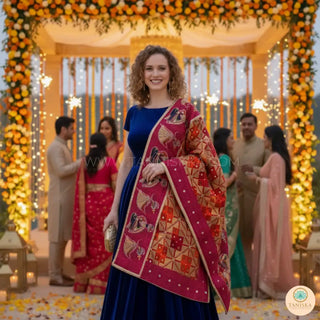 The Bridal Shagun Phulkari Dupatta - Punjabi Phulkari Dupatta