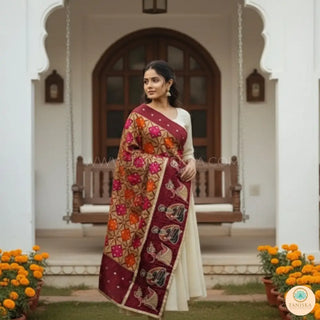 The Bridal Shagun Phulkari Dupatta - Punjabi Phulkari Dupatta