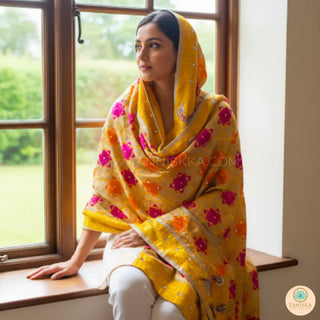 The Bridal Shagun Phulkari Dupatta - Punjabi Phulkari Dupatta