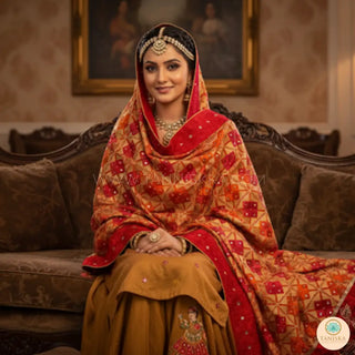 The Bridal Shagun Phulkari Dupatta - Punjabi Phulkari Dupatta