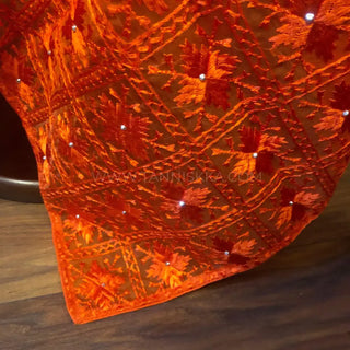 The Citrine Fire Phulkari Dupatta - Punjabi Phulkari Dupatta