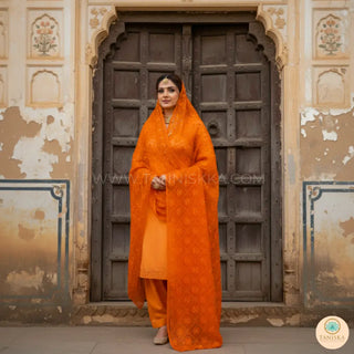 The Citrine Fire Phulkari Dupatta - Punjabi Phulkari Dupatta