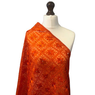 The Citrine Fire Phulkari Dupatta - Punjabi Phulkari Dupatta